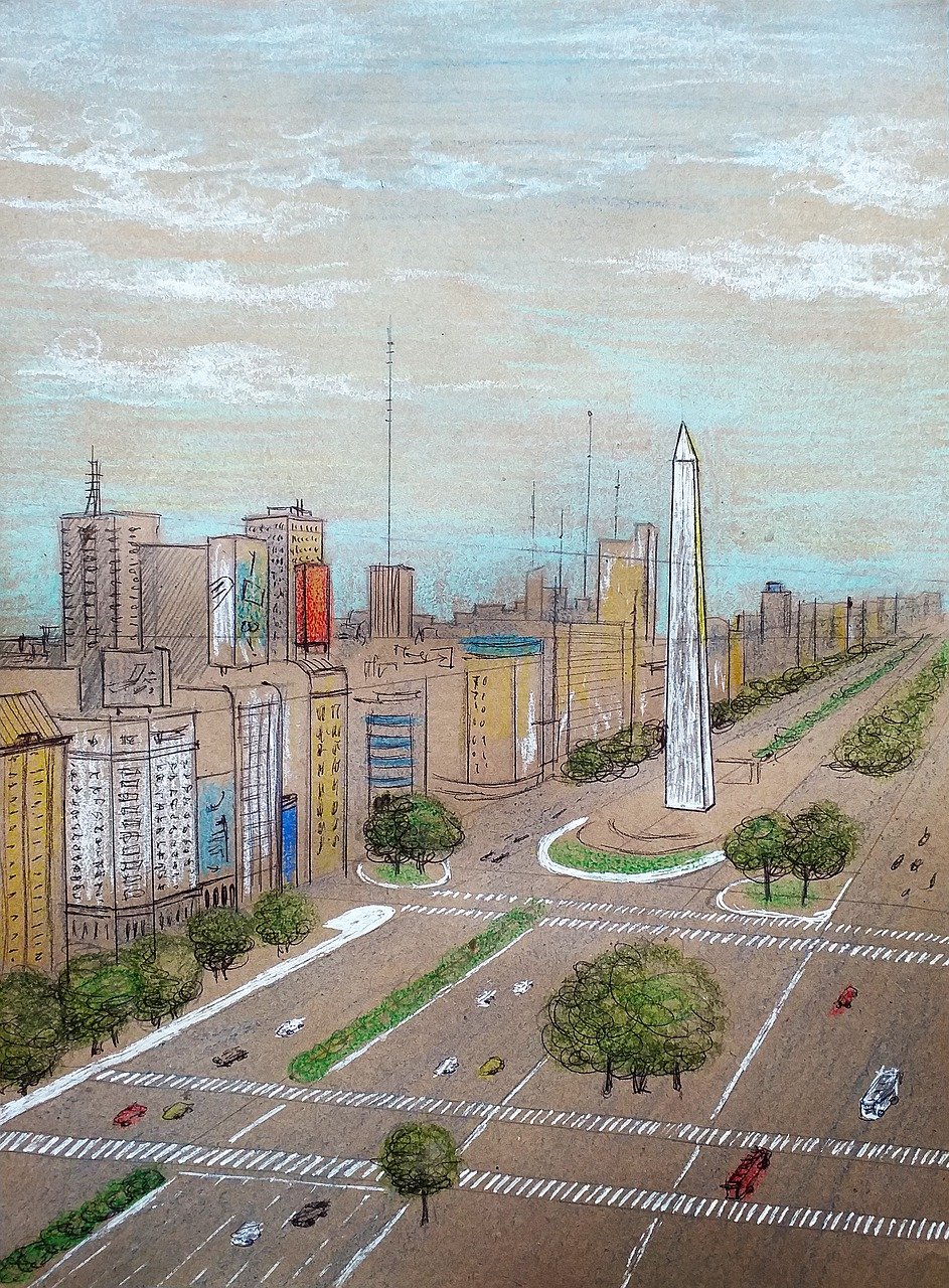 Plaza del Obelisco de Buenos Aires por Victoria Watercolor